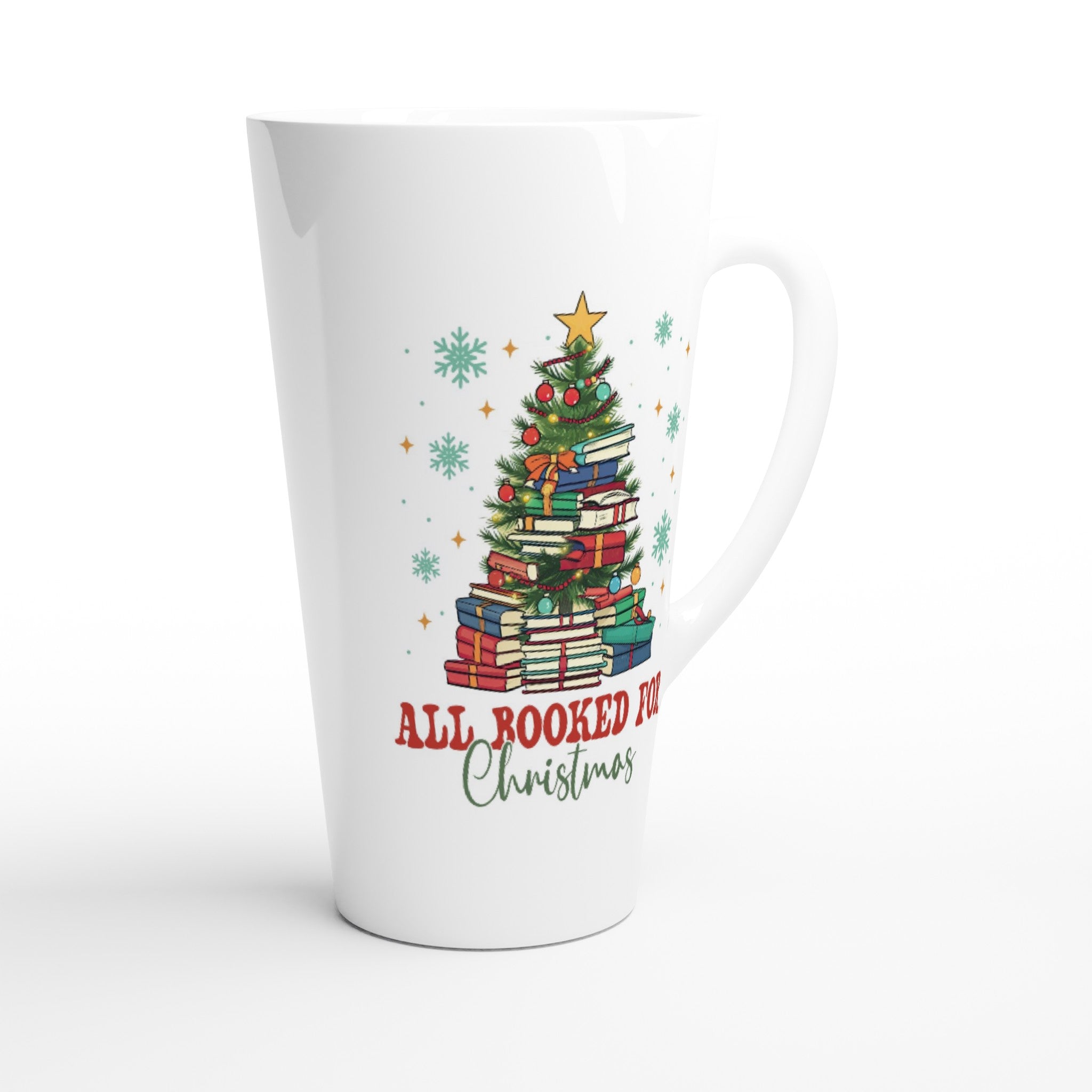 All Booked For Christmas White Latte 17oz Ceramic Mug Latte Mug