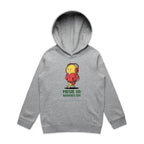 Music On, Worries Off - Kids Hoodie Grey Marle Kids Hoodie Printed In Australia