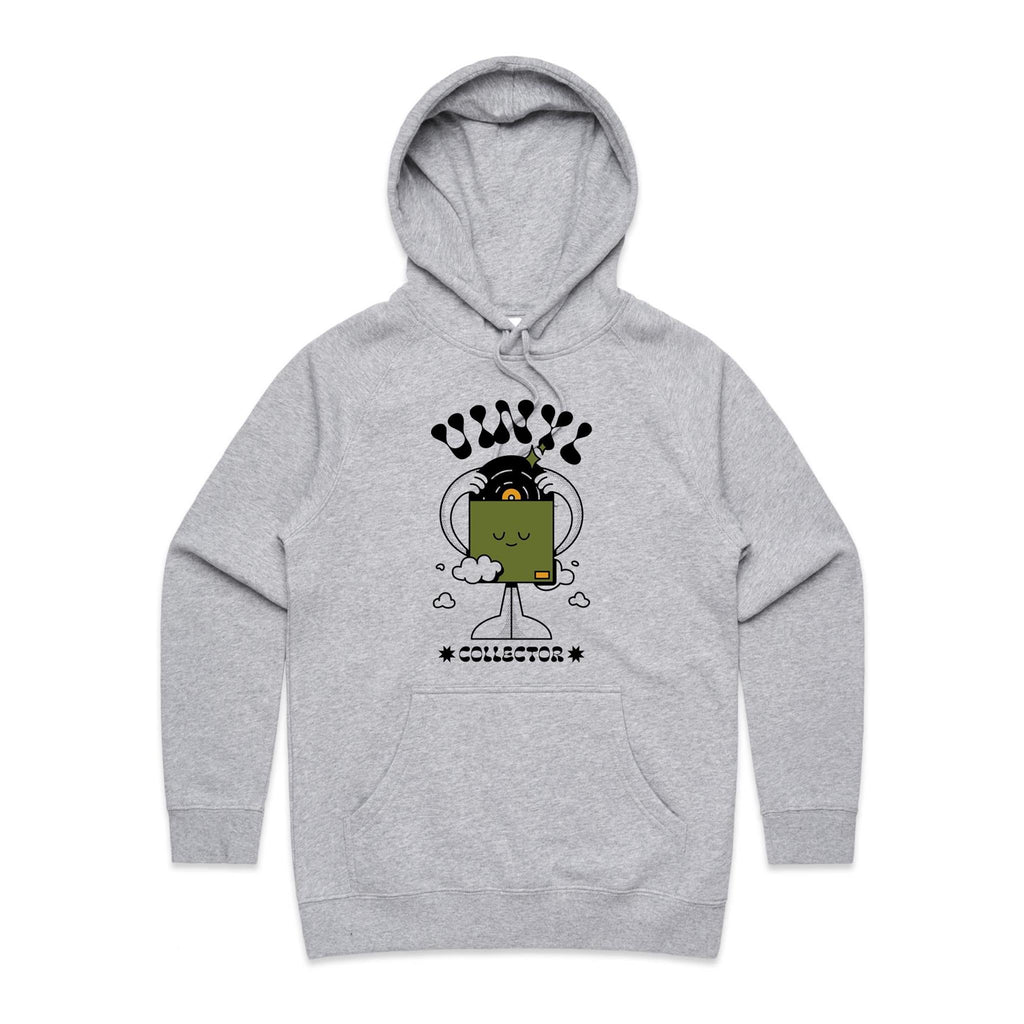 Vinyl Collector, Records - Womens Hoodie Grey Marle Womens Hoodie Music Printed In Australia Retro