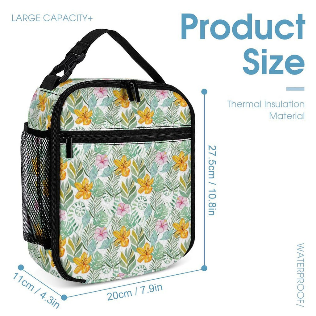 Tropical Flowers And Leaves Backpack, Lunch Bag & Pencil Case Set