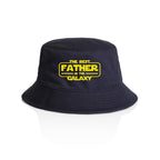The Best Father In The Galaxy - AS Colour Bucket Hat Navy One Size As Colour Bucket Hat Dad Printed In Australia Space