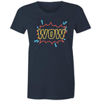 Wow, Comic Book - Womens T-shirt Navy Womens T-shirt comic Printed In Australia