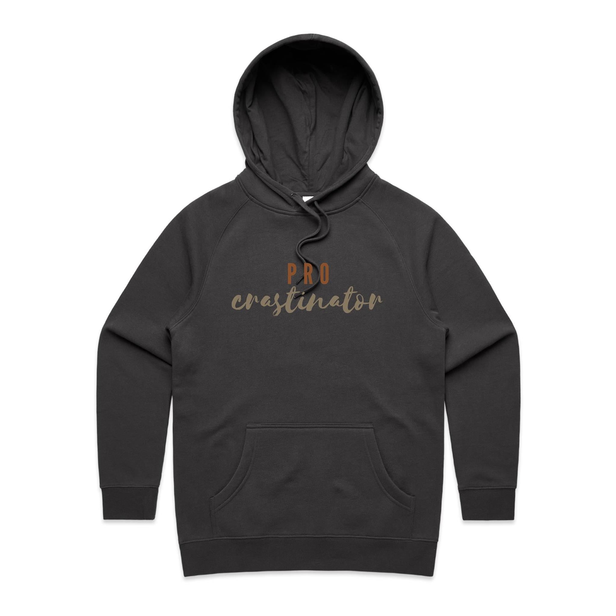 Procrastinator - Womens Hoodie Coal Womens Hoodie Printed In Australia