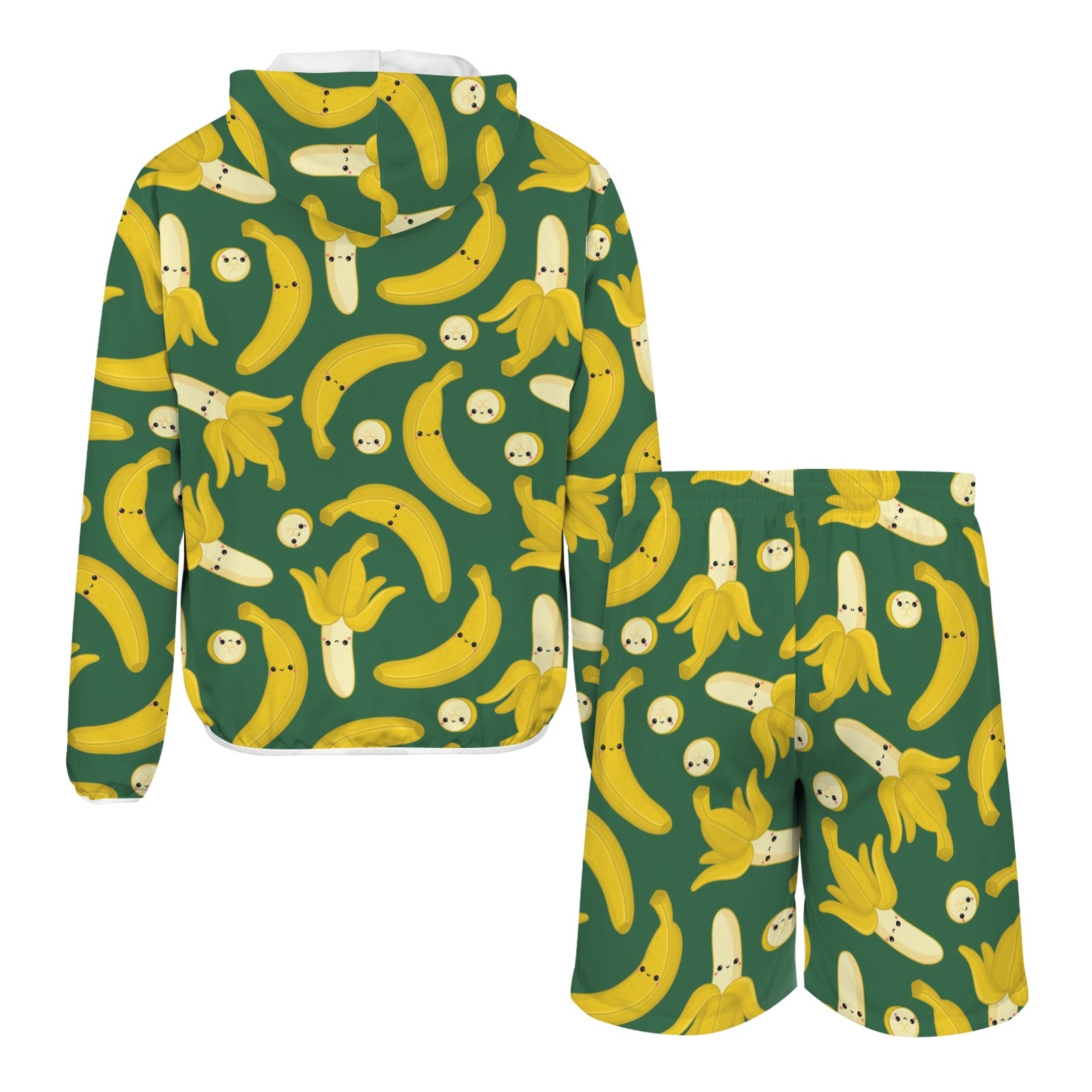 Happy Bananas Men's Lightweight Sun Hoodie & Shorts Set Men's Lightweight Sun Hoodie & Shorts Food Printed Offshore
