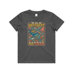 We Are All Different, But We All Swim Together Kids AS Colour T-shirt Charcoal Kids Youth T-shirt animal Ocean Positivity Printed In Australia