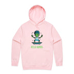 Hello Humans, Alien Skate - Mens Hoodie Pink Mens Hoodie Printed In Australia Sci Fi
