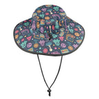 Space Arcade Wide Brim Bucket Hat Wide Brim Bucket Hat Games Printed Offshore Retro