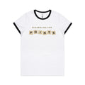 Scrabbling For Points Women's AS Colour Ringer Tee White Black Womens Ringer T-shirt Games Printed In Australia