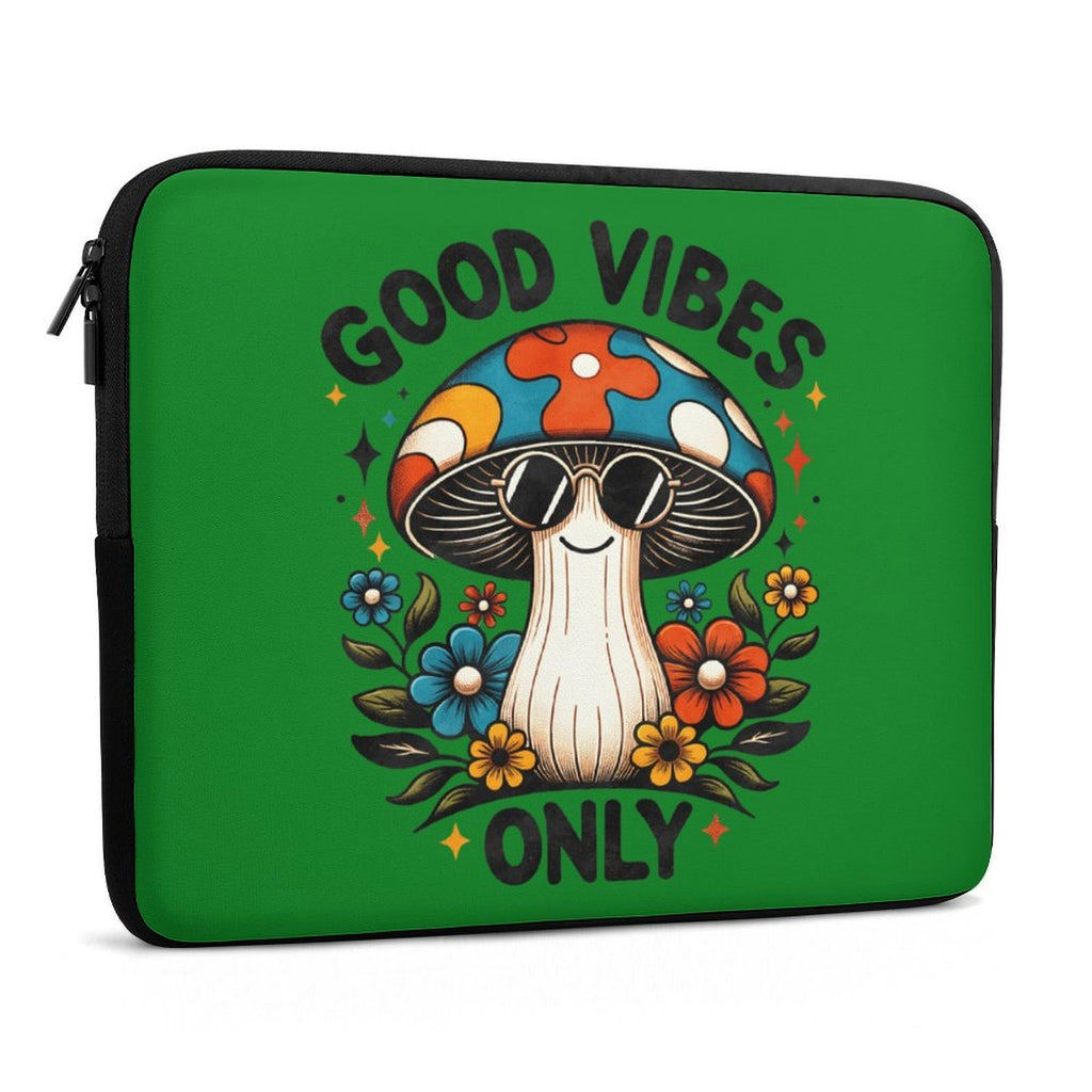 Good Vibes Only, Hippie Mushroom Laptop Sleeve (Multiple Sizes) Laptop Sleeve Positivity Printed Offshore Retro