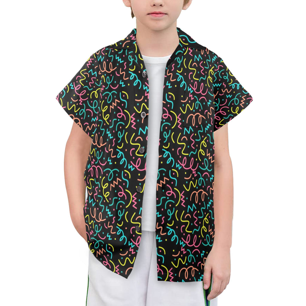 Squiggle Time Senior Kids Hawaiian Shirt Senior Kids Hawaiian Shirt 8-15 Printed Offshore