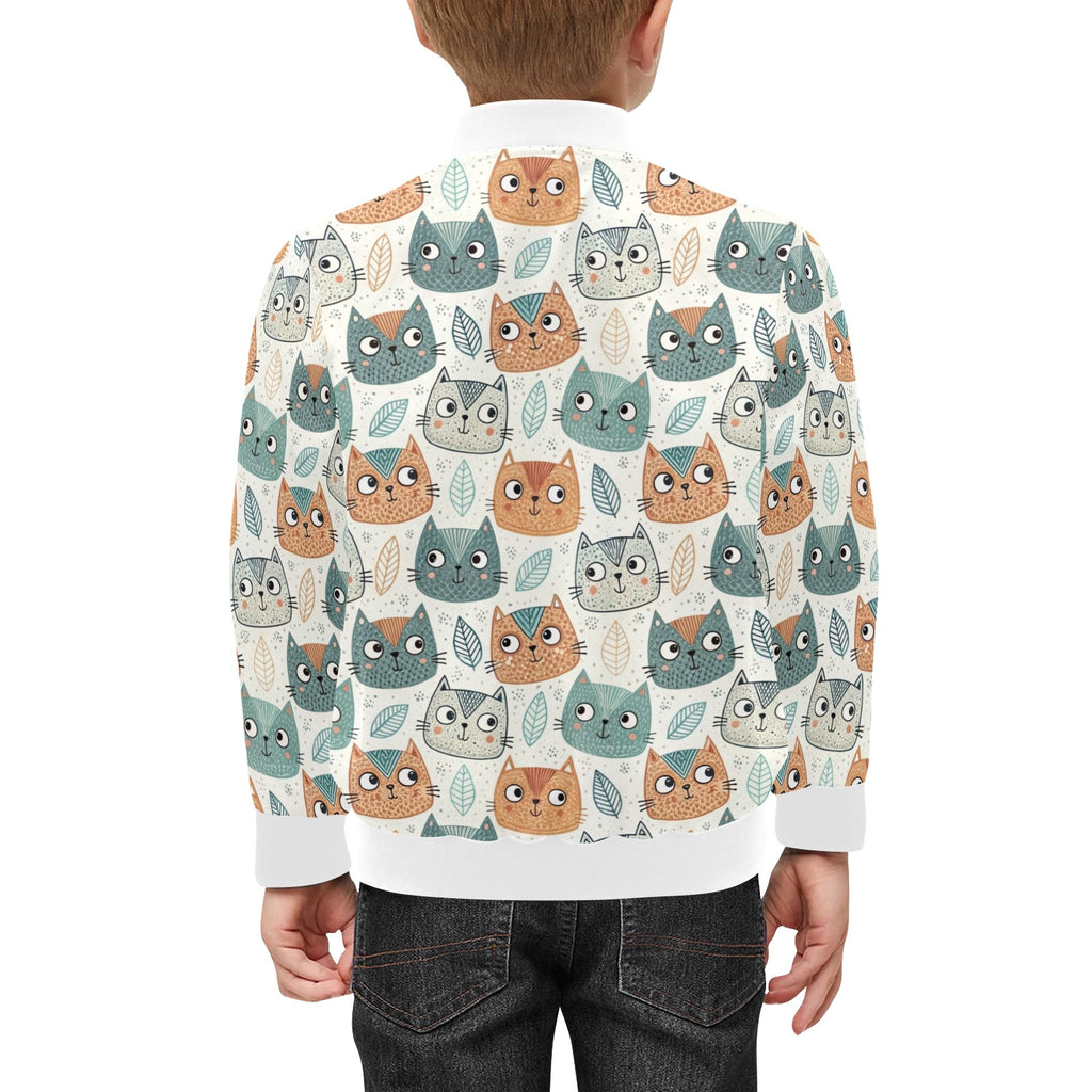 Cute Cat Faces Kids Bomber Jacket Kids Bomber Jacket animal Printed Offshore
