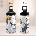 Cat Hello Kids Water Bottle with Chug Lid (12 oz) Kids Water Bottle with Chug Lid animal Printed Offshore