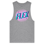 Flex - Tank Top Tee Grey Marle Drop Arm Tank Top Fitness Printed In Australia