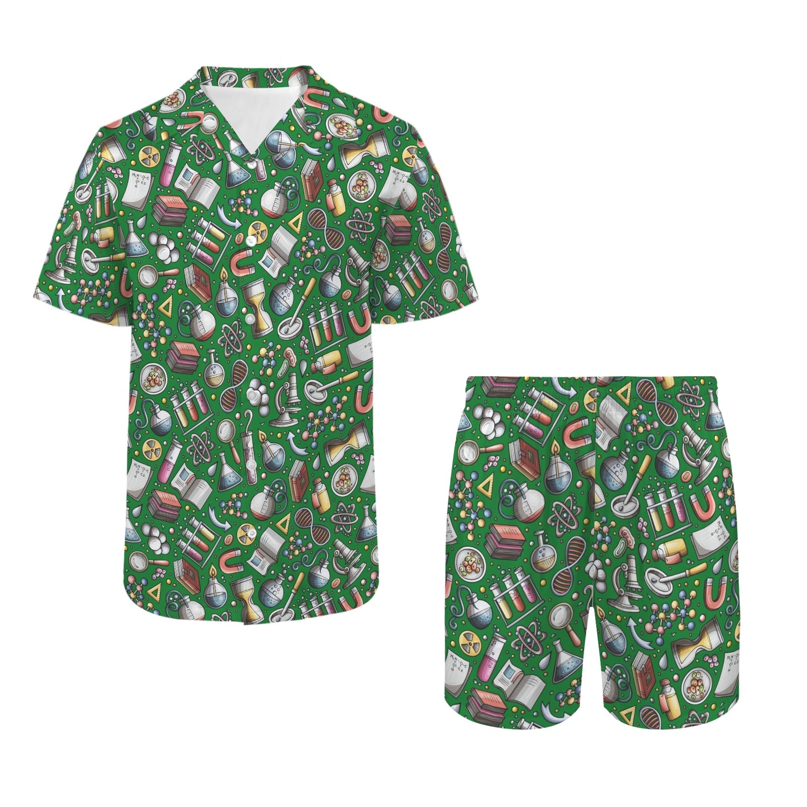 Science Love Men's Hawaiian Shirt & Shorts Set Men's Hawaiian Shirt & Shorts Set Printed Offshore Science