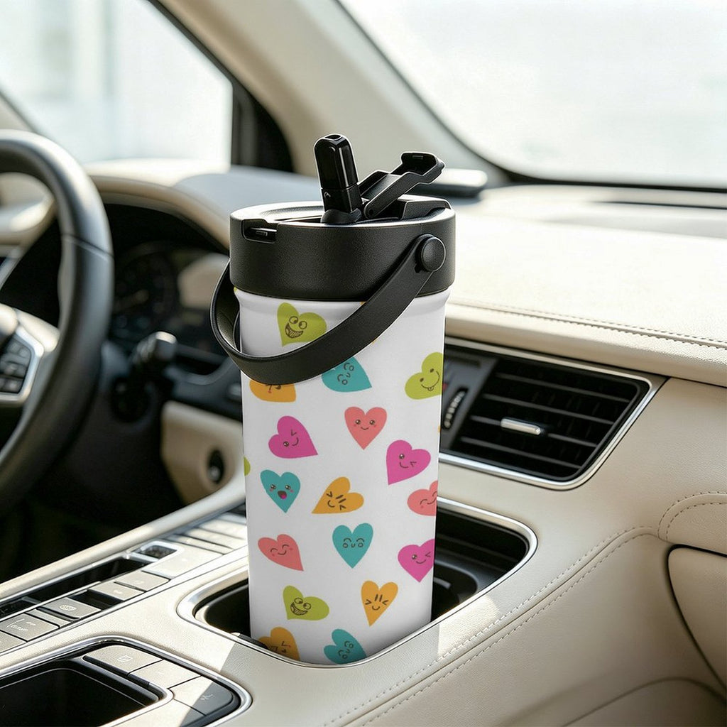 Happy Hearts 20oz Tea Tumbler with Carry Handle