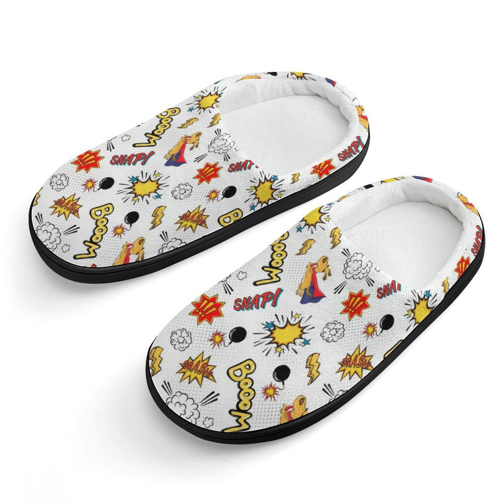 Super Dog Kids Cotton Slippers black Kids Cotton Slippers animal comic Printed Offshore