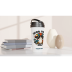 Personalised Good Vibes Only, Hippie Mushroom With Sunglasses White 15oz Stainless Steel Travel Mug Personalised Travel Mug Globally Fulfilled Positivity