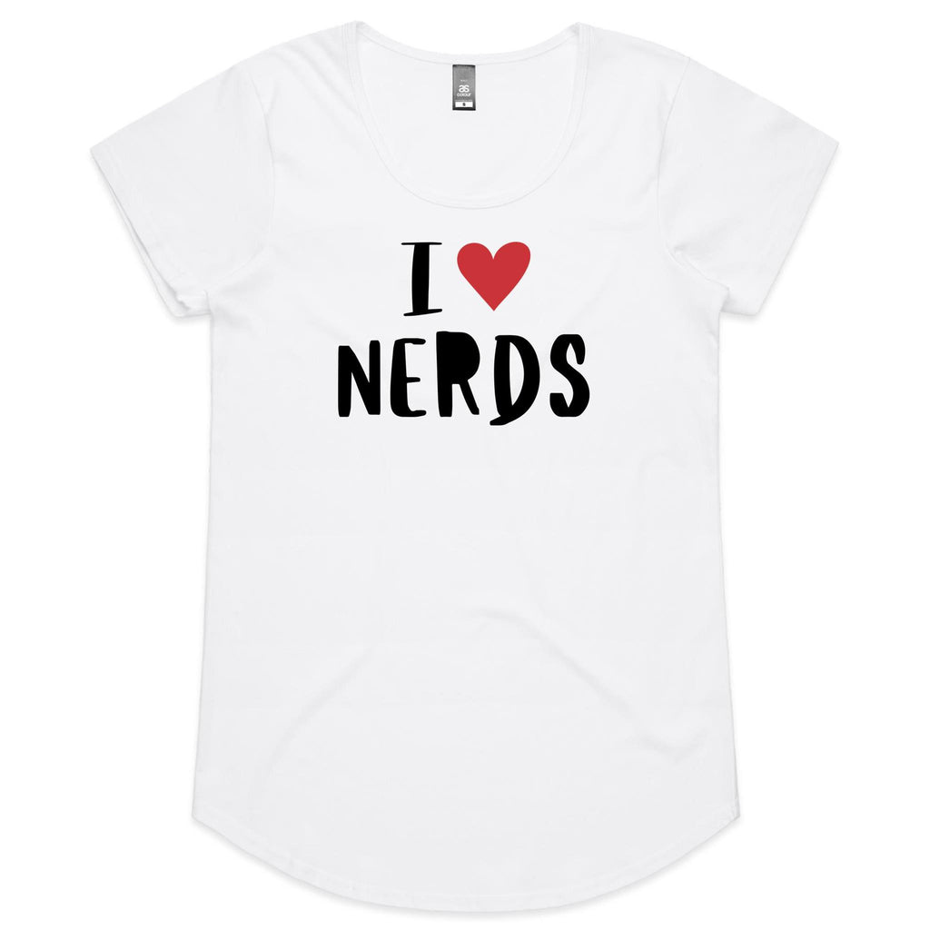 I Love Nerds, Red Heart - Womens Scoop Neck T-Shirt White Womens Scoop Neck T-shirt Love Printed In Australia
