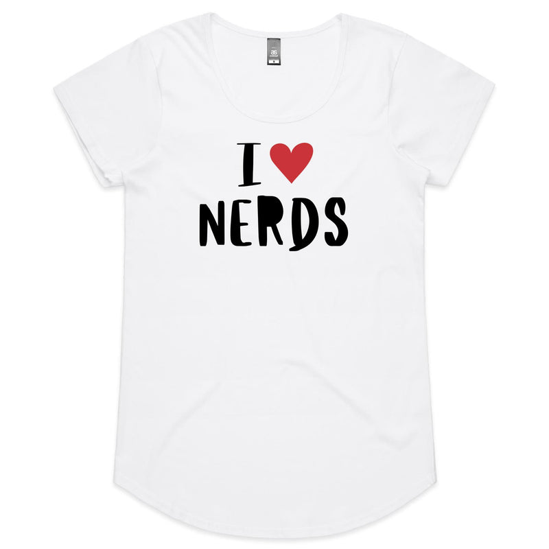 I Love Nerds, Red Heart - Womens Scoop Neck T-Shirt White Womens Scoop Neck T-shirt Love Printed In Australia