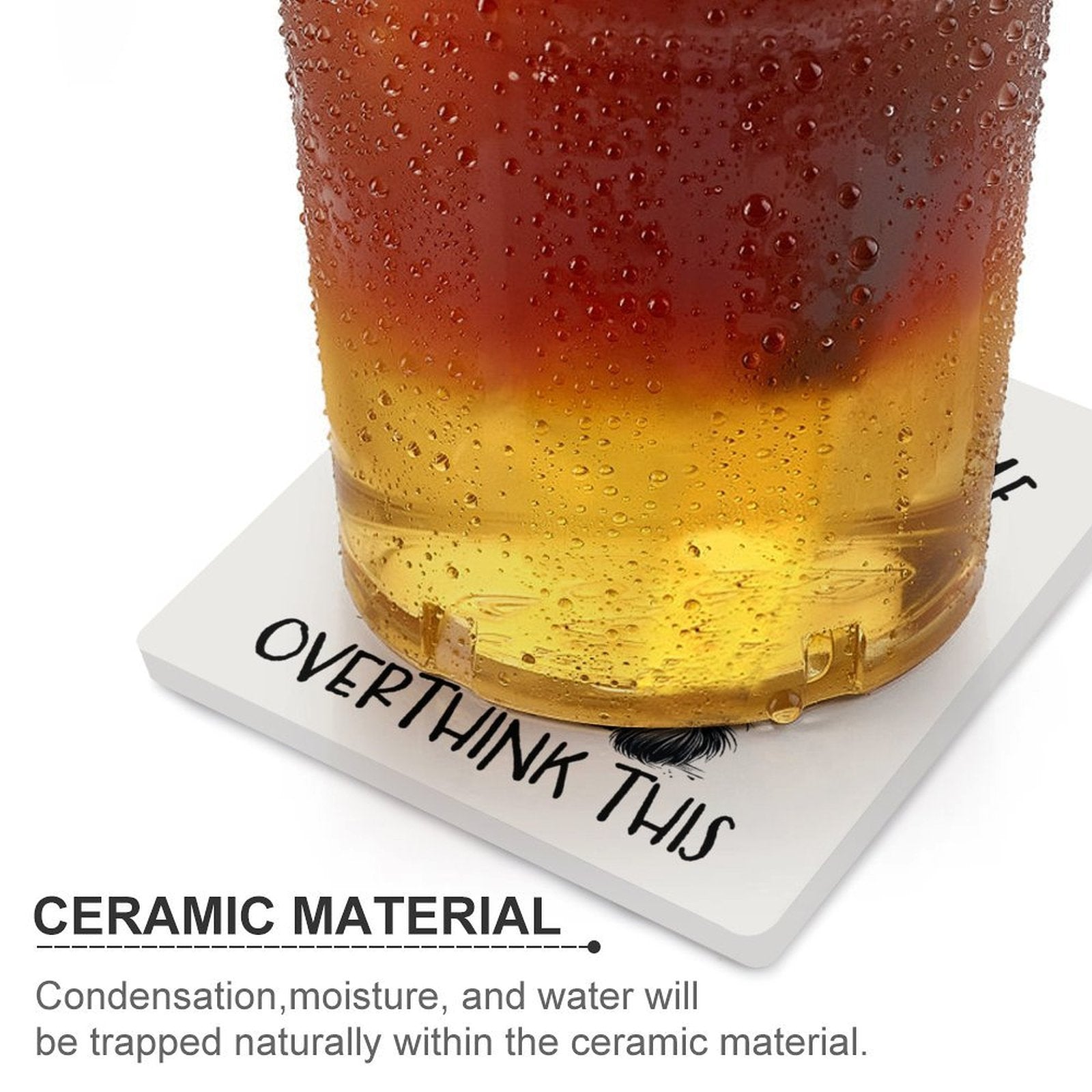 Hang On, Let Me Overthink This Ceramic Coasters (Square) Ceramic Coasters animal Printed Offshore