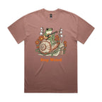 Stay Weird, Guitar Playing Frog On A Snail AS Colour Heavy Faded Tee Unisex Faded pink Heavy Faded T-shirt animal Music Printed In Australia