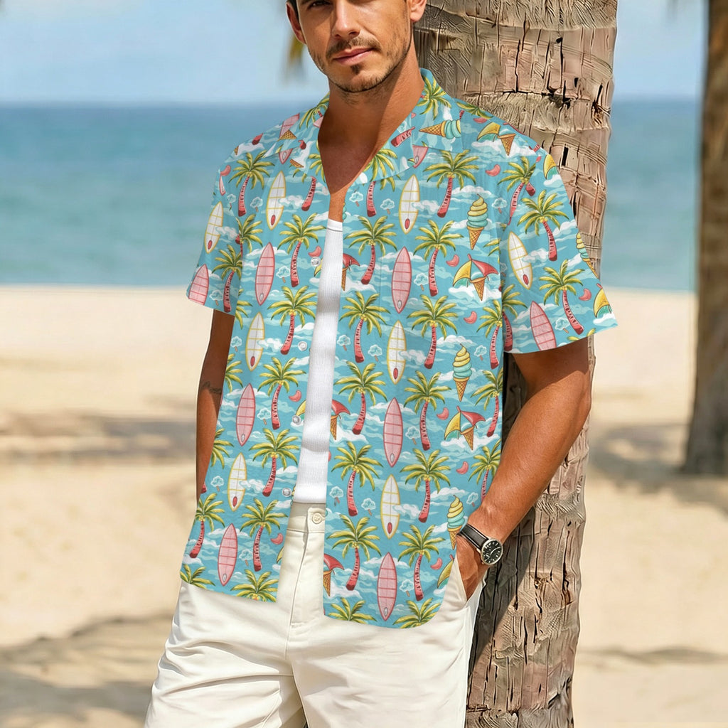Summer Surf Men's Crinkle Hawaiian Shirt