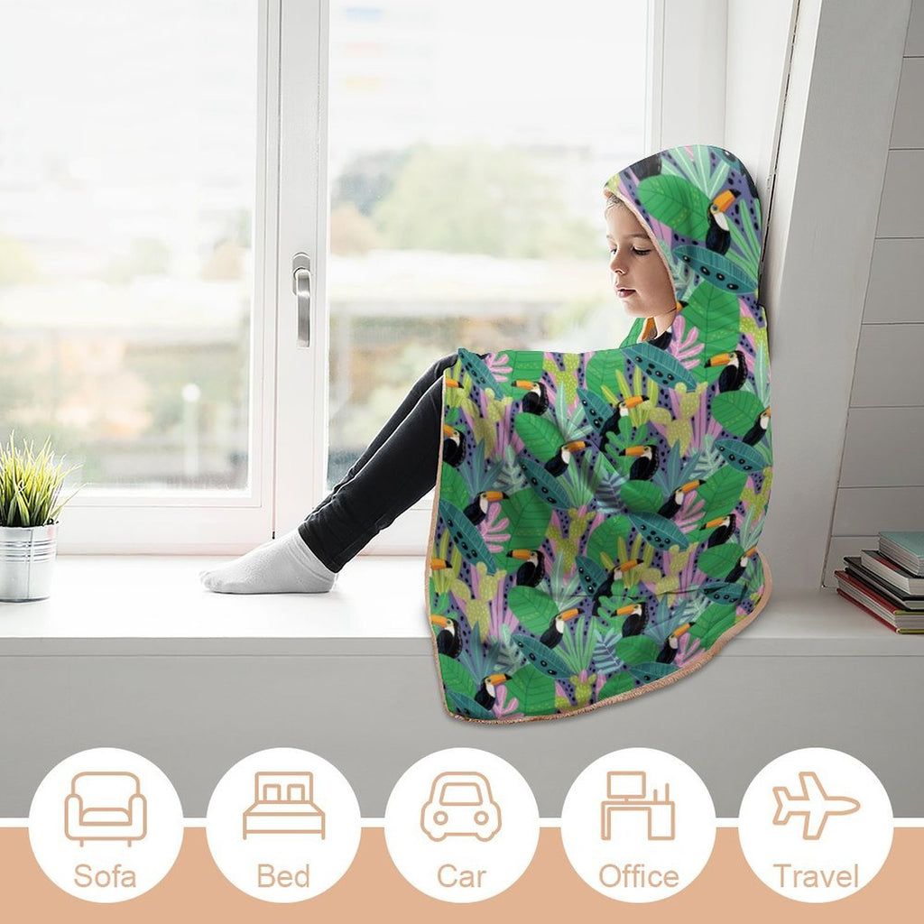 Bright Toucan Kids Hooded Blanket 100cm x 130cm Kids Hooded Blanket animal Printed Offshore