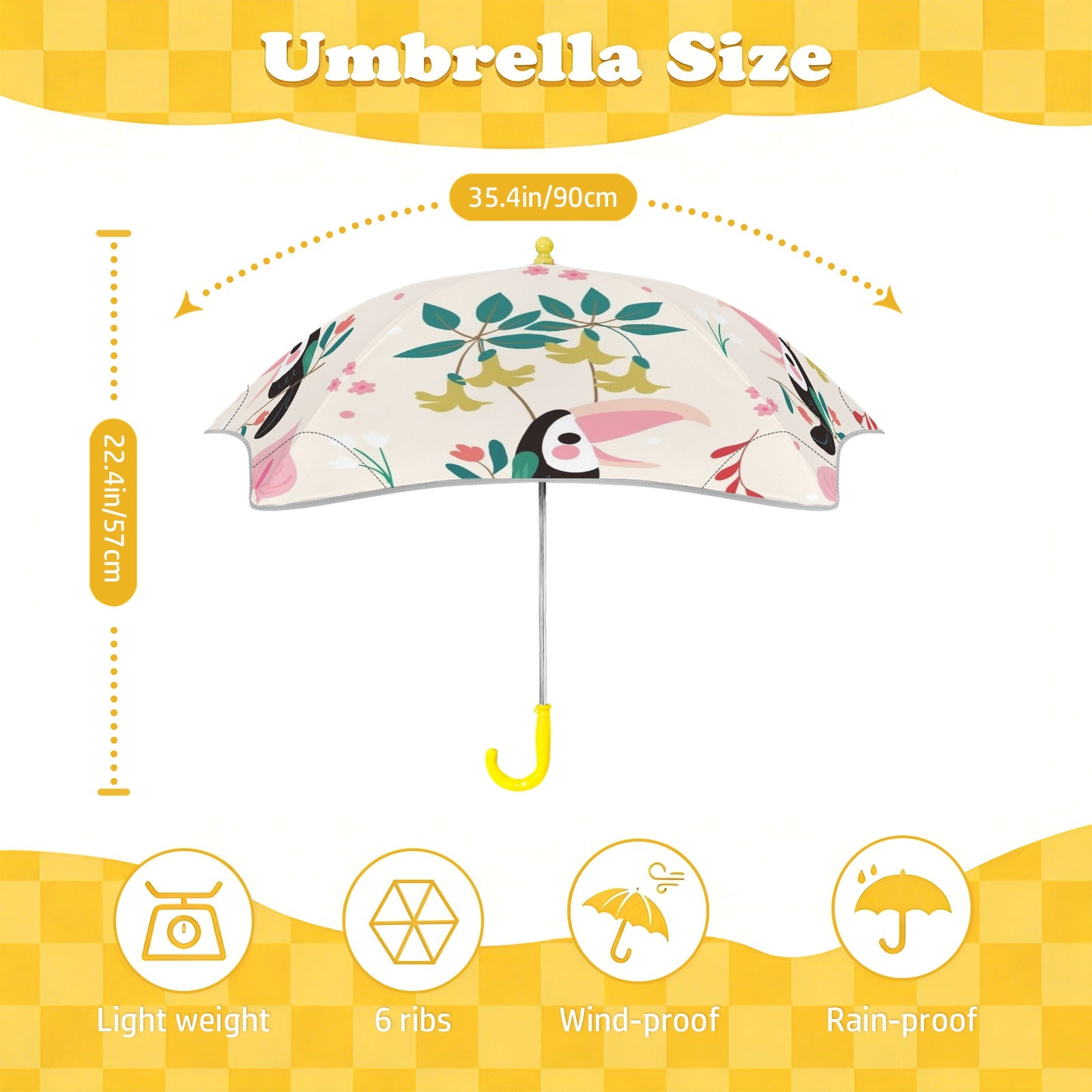Toucans In Pink Kids Safe Round Corner Umbrella Kids Safe Round Corner Umbrella animal Printed Offshore