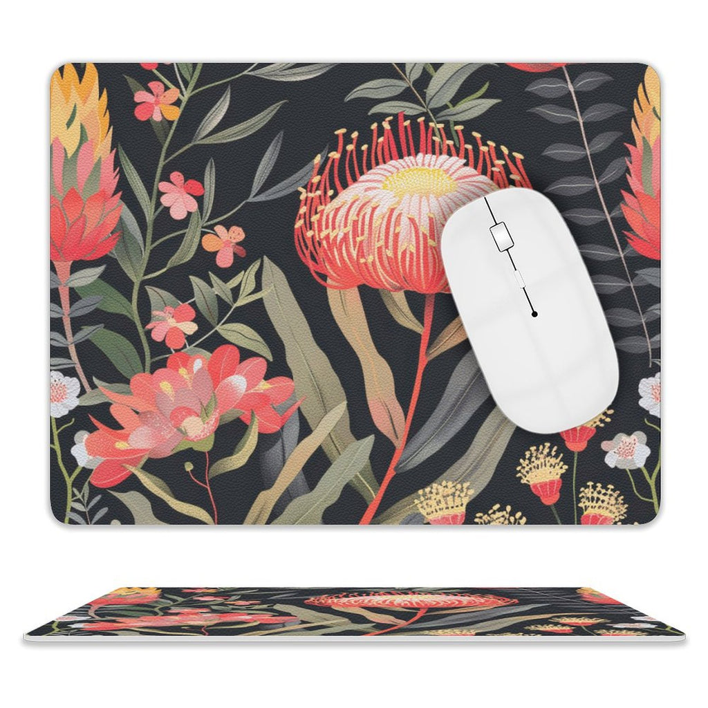 Waratah Leather Mouse Pad white One size Leather Mouse Pad Plants Printed Offshore