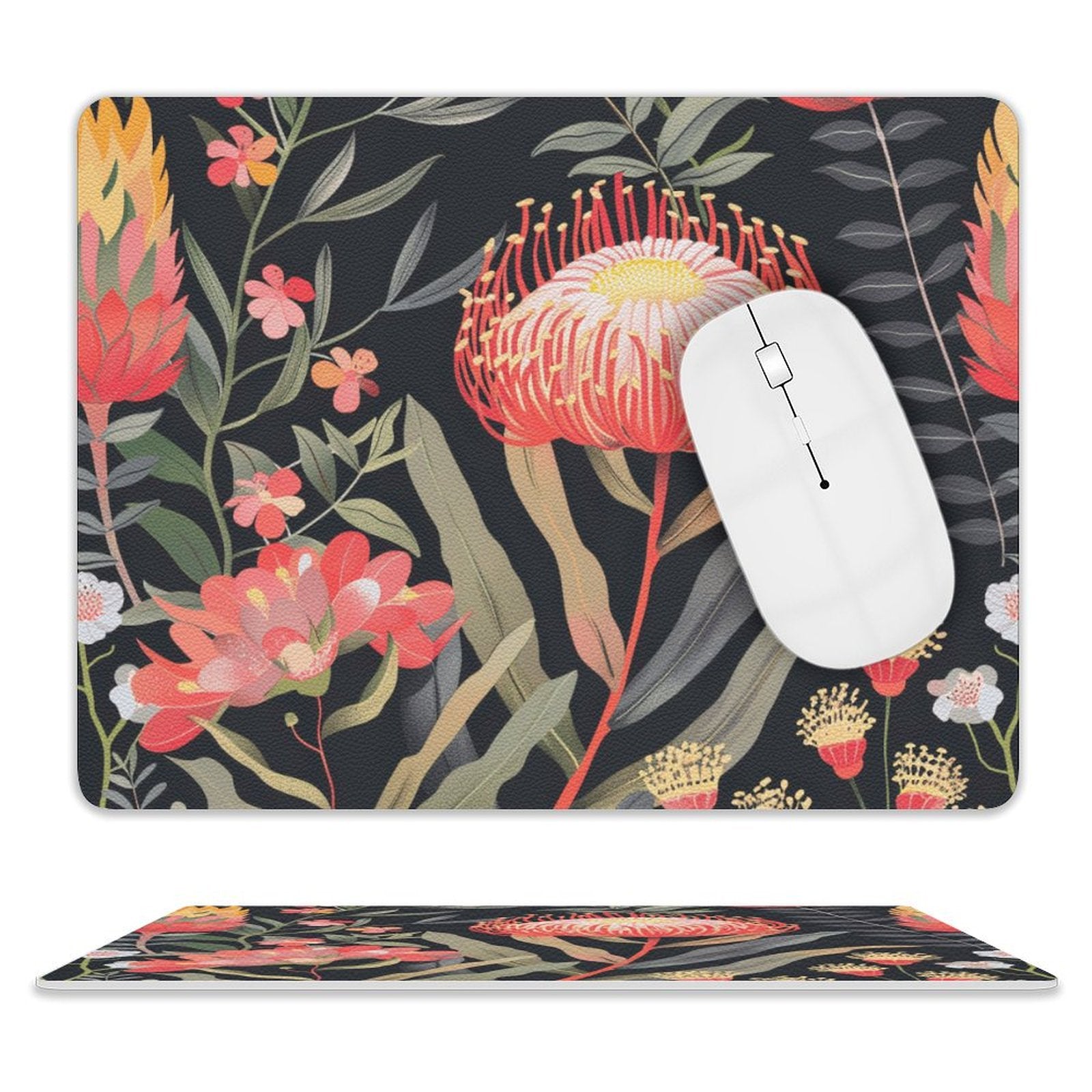 Waratah - Leather Mouse Pad white One size Leather Mouse Pad Plants Printed Offshore
