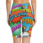 Comic Book 2 Women's Bike Shorts With Side Pockets Women's Bike Shorts comic Printed Offshore