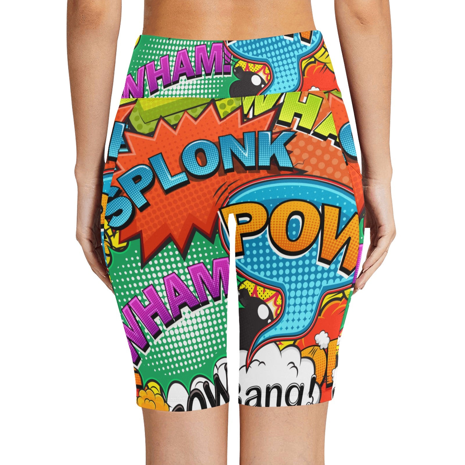 Comic Book 2 Women's Bike Shorts With Side Pockets Women's Bike Shorts comic Printed Offshore