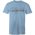 Guitar Timeline - Mens T-Shirt Carolina Blue Mens T-shirt Music Printed In Australia