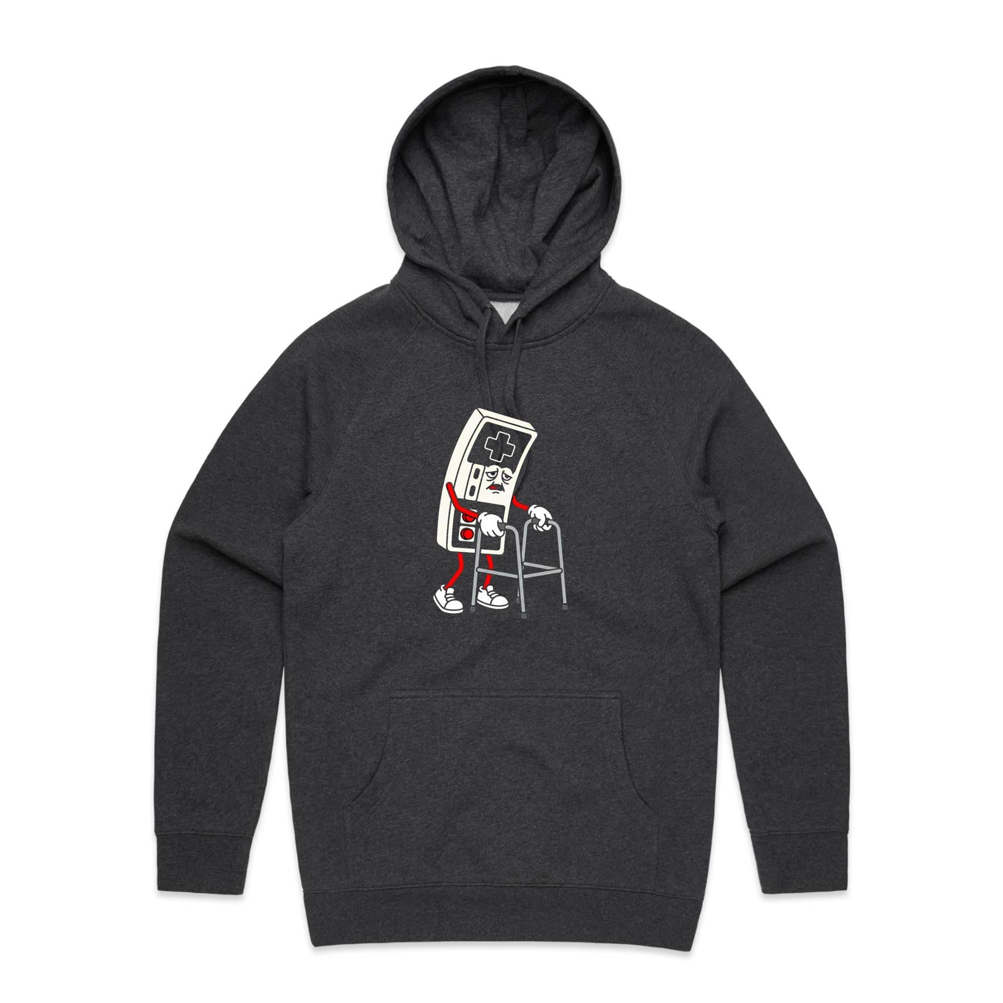 Retro Gamer Men's AS Colour Hoodie Asphalt Marle Mens Hoodie Games Printed In Australia