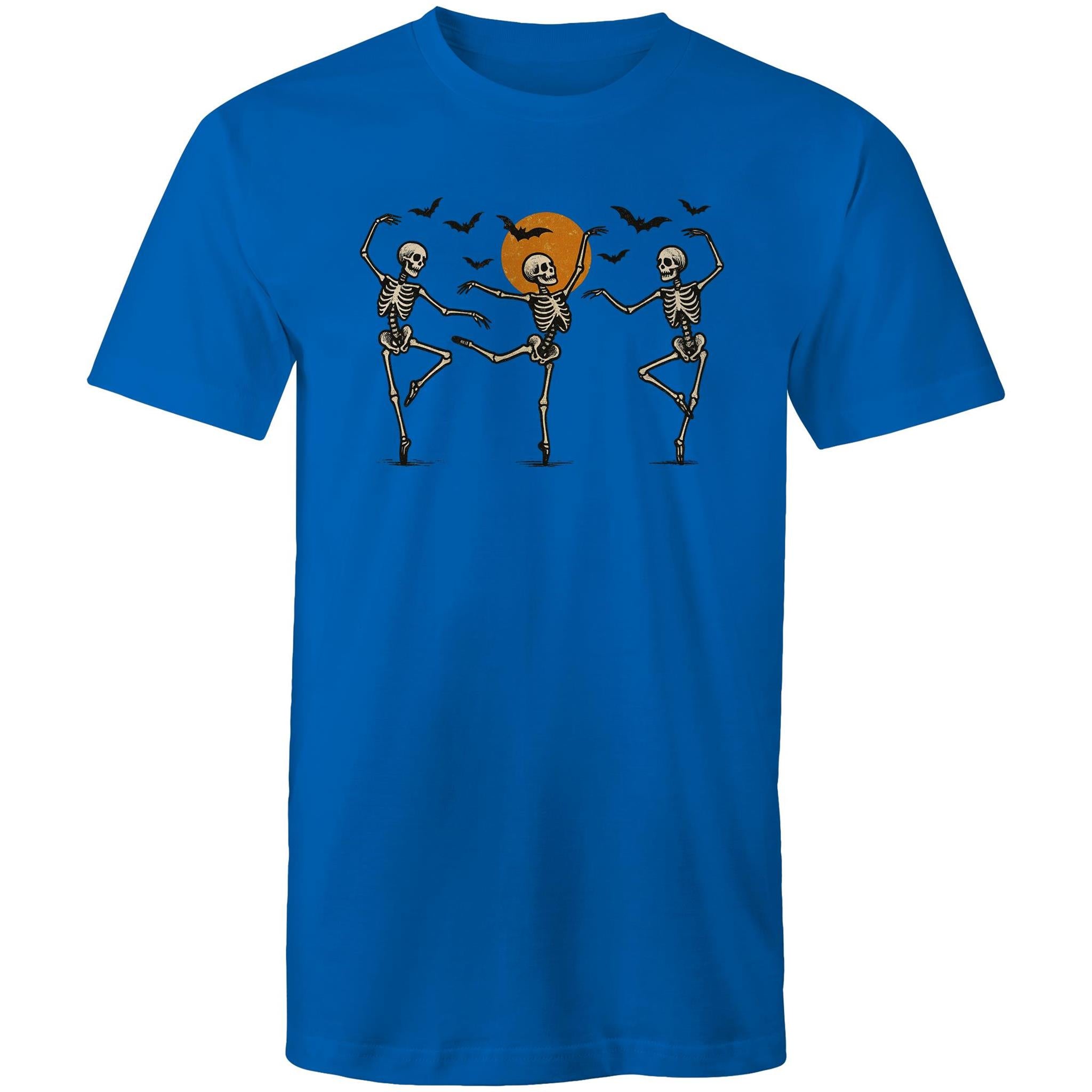 Skeleton Dance, Halloween - Mens T-Shirt Bright Royal Mens T-shirt Halloween Printed In Australia