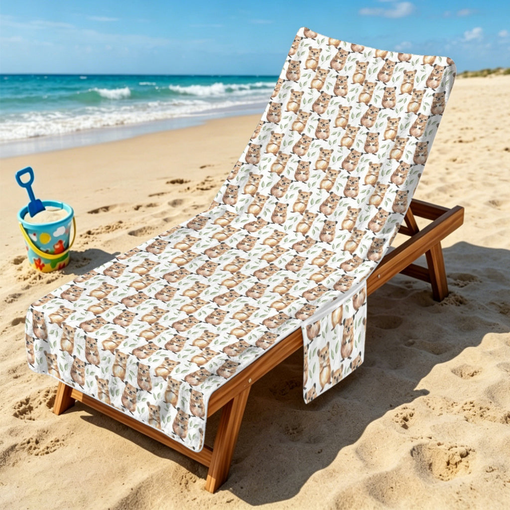 Quokkas Beach Chair Towel Cover with Side Pockets