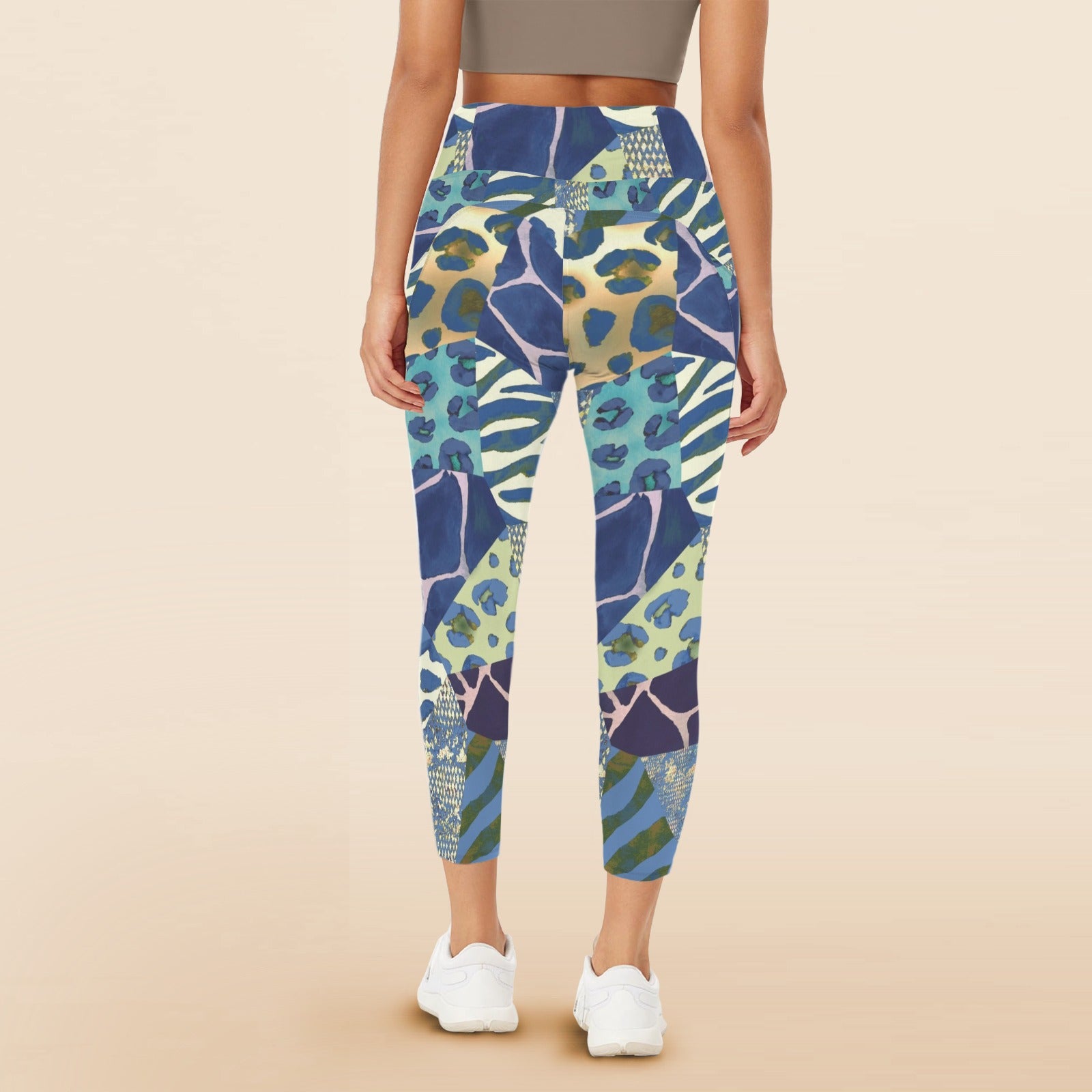 Animal Mosaic - Women's High Waist Pockets Yoga Leggings