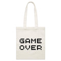 Game Over Parcel Canvas Tote Bag Default Title Small Tote Bag Games Printed In Australia