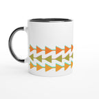 Retro Triangles - White 11oz Ceramic Mug with Colour Inside Ceramic Black Colour 11oz Mug Globally Fulfilled Retro