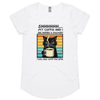 Shhh, My Coffee And I Are Having A Moment, Cat - Womens Scoop Neck T-Shirt White Womens Scoop Neck T-shirt animal Coffee Printed In Australia