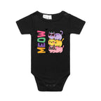Meow, Colourful Cats AS Colour Baby Bodysuit Black Baby Bodysuit animal Printed In Australia