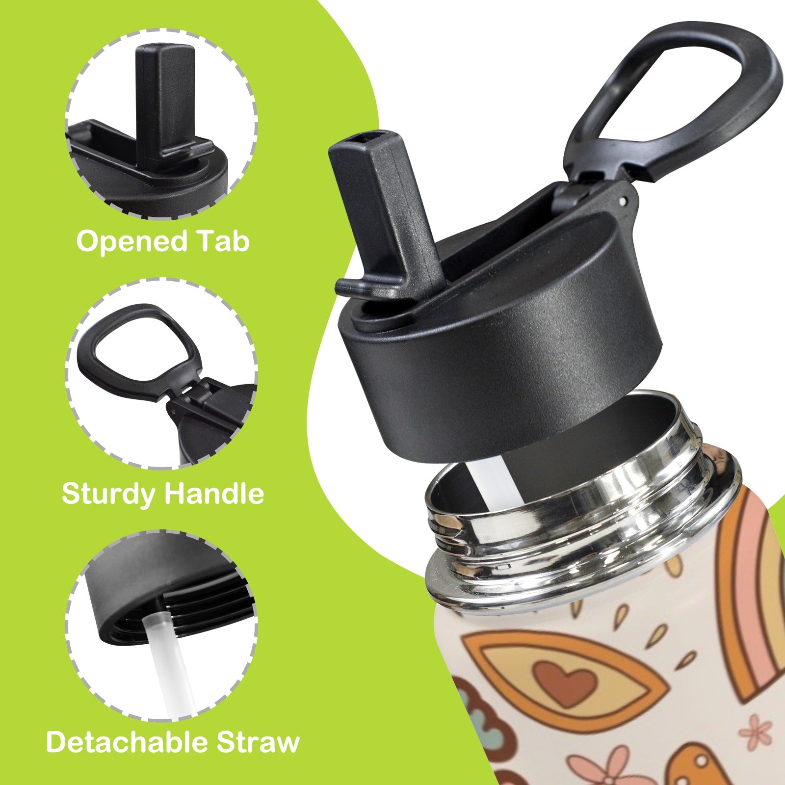 Peace And Love - 12oz Kids Water Bottle with Straw Lid