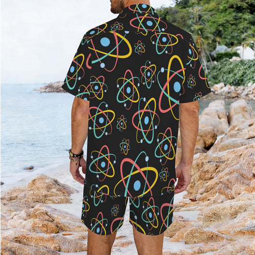 Atoms Men's Hawaiian Shirt & Shorts Set Men's Hawaiian Shirt & Shorts Set Printed Offshore Science