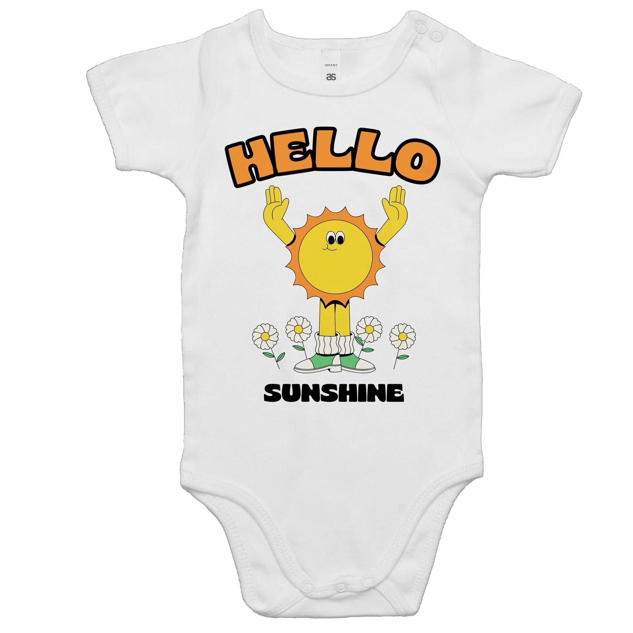 Hello Sunshine - Baby Bodysuit White Baby Bodysuit Printed In Australia