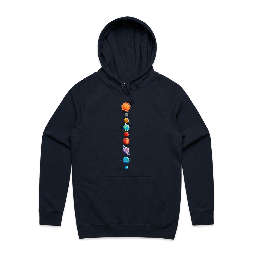 Our Solar System - Mens Hoodie Navy Mens Hoodie Printed In Australia Space