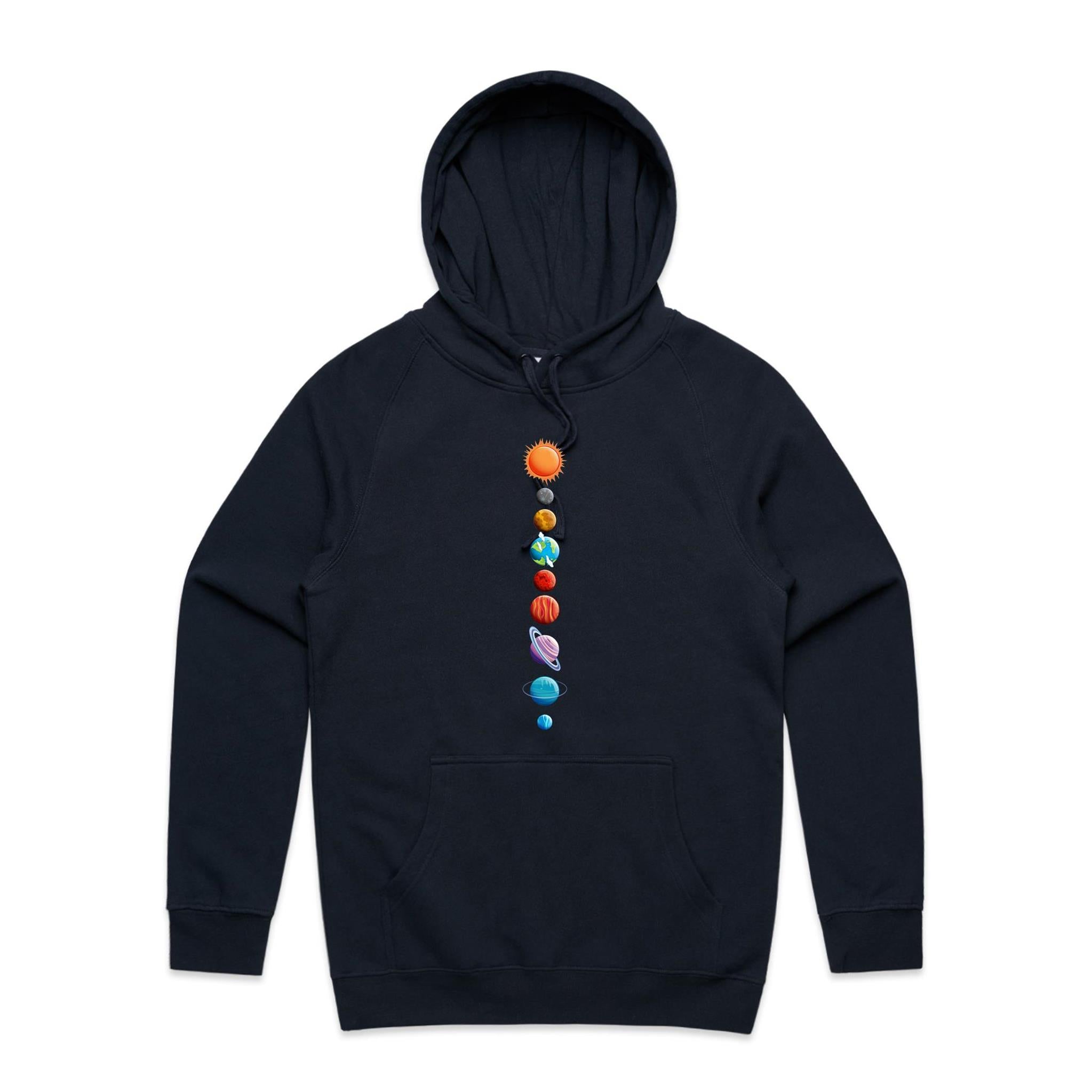 Our Solar System - Mens Hoodie Navy Mens Hoodie Printed In Australia Space