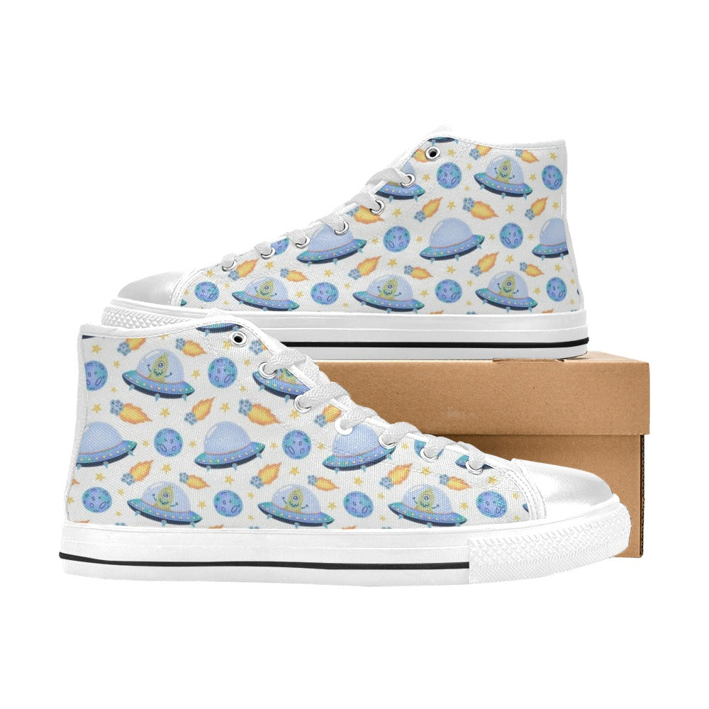 UFO's And Aliens Men's High Top Canvas Shoes Men's Classic High Top Canvas Shoes Printed Offshore Sci Fi