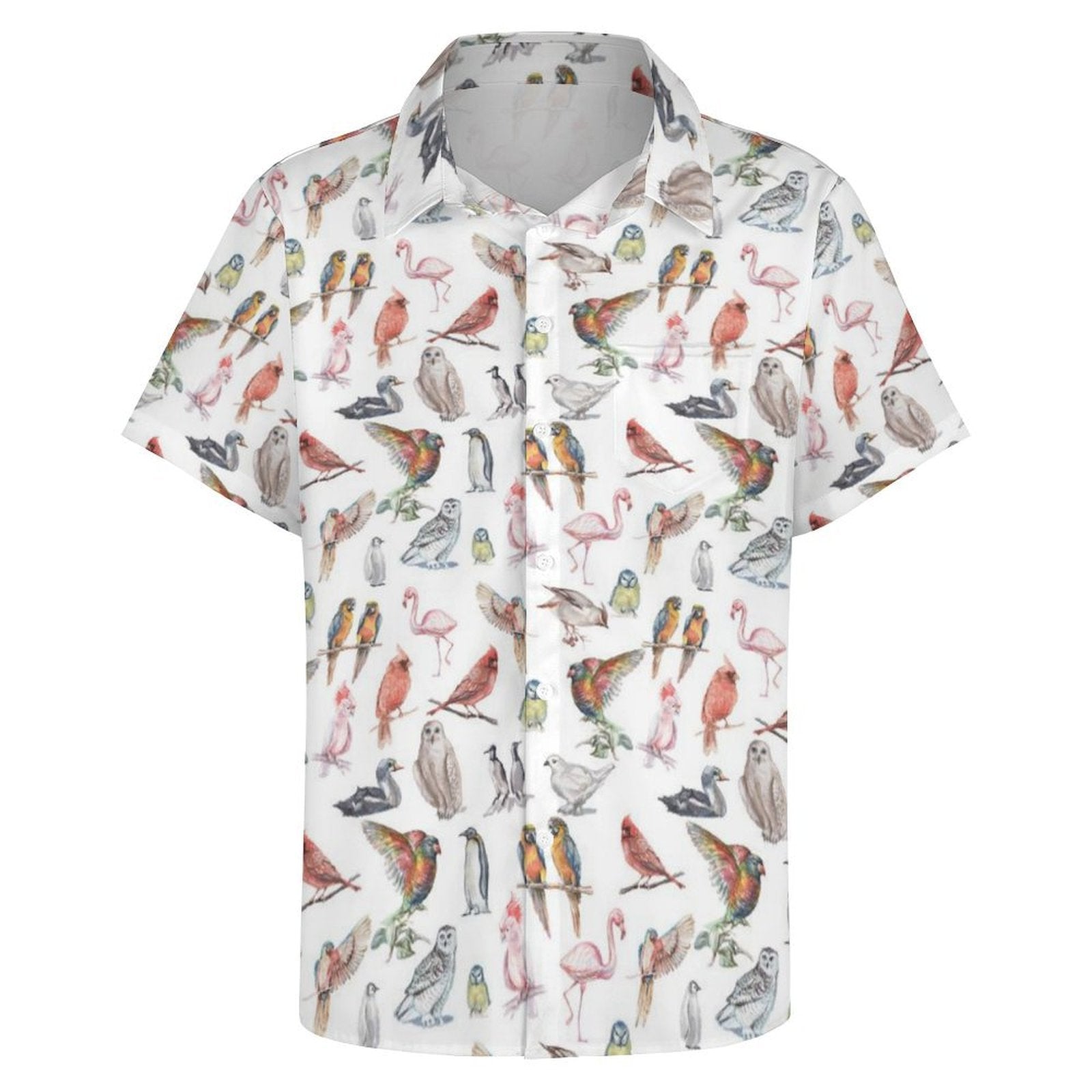 Birds Of A Feather Women's Short-Sleeve Button Up Shirt Women's Short-Sleeve Button Up Shirt animal Birds Printed Offshore