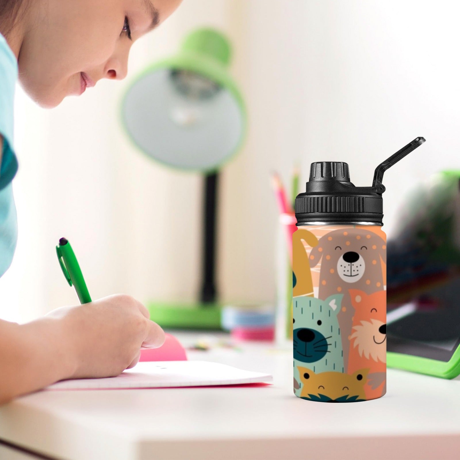 Lots Of Dogs - Kids Water Bottle with Chug Lid (12 oz) Kids Water Bottle with Chug Lid animal Printed Offshore