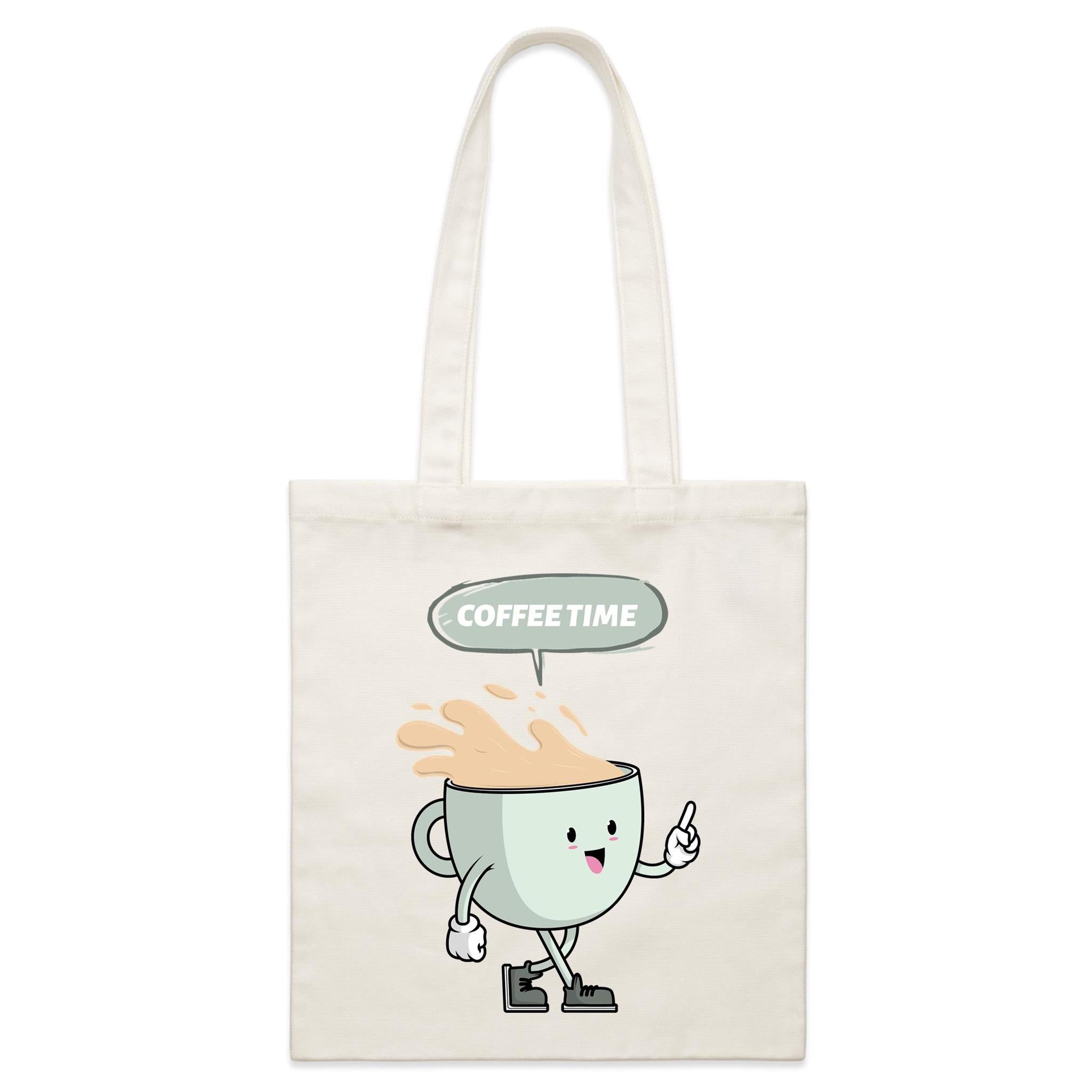Coffee Time - Parcel Canvas Tote Bag Default Title Small Tote Bag Coffee Printed In Australia